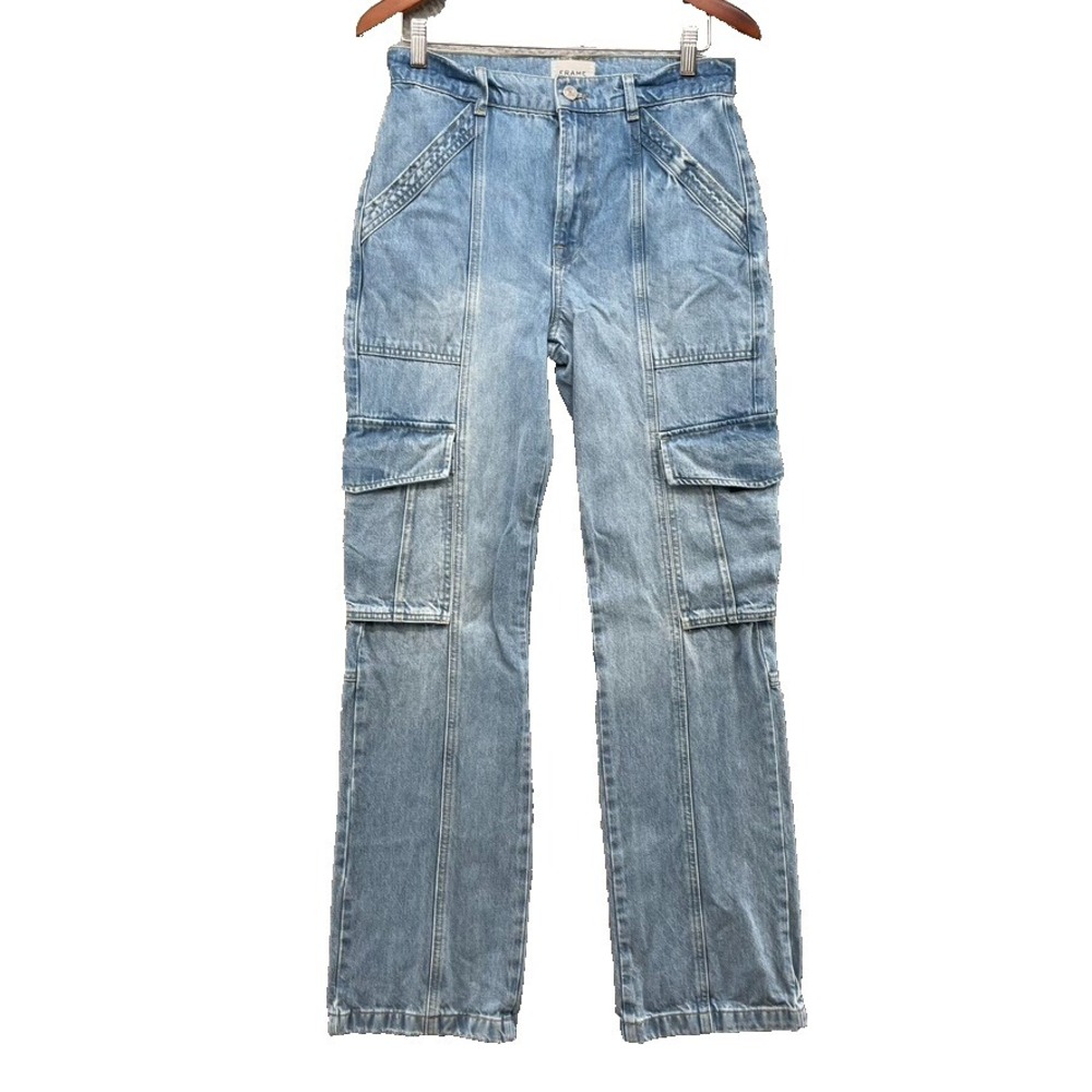 Frame High Rise Utility Straight Leg Acapella Jeans Womens 28 6 Cargo 90s Retro